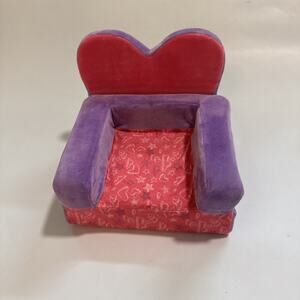 Build A Bear Plush Pink Purple Heart Shaped Fold Out Couch Futon Bed Chair